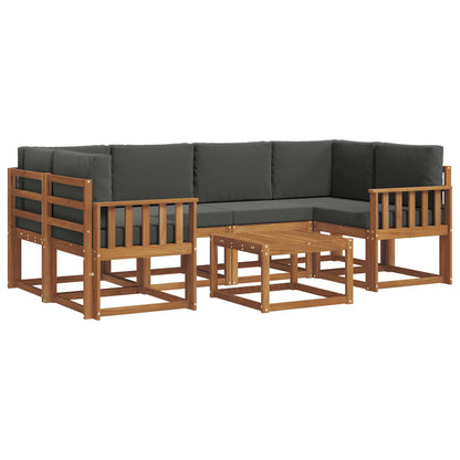 Set di divani da esterno con cuscino 7 pcs Naturale e Antracite | homemem39