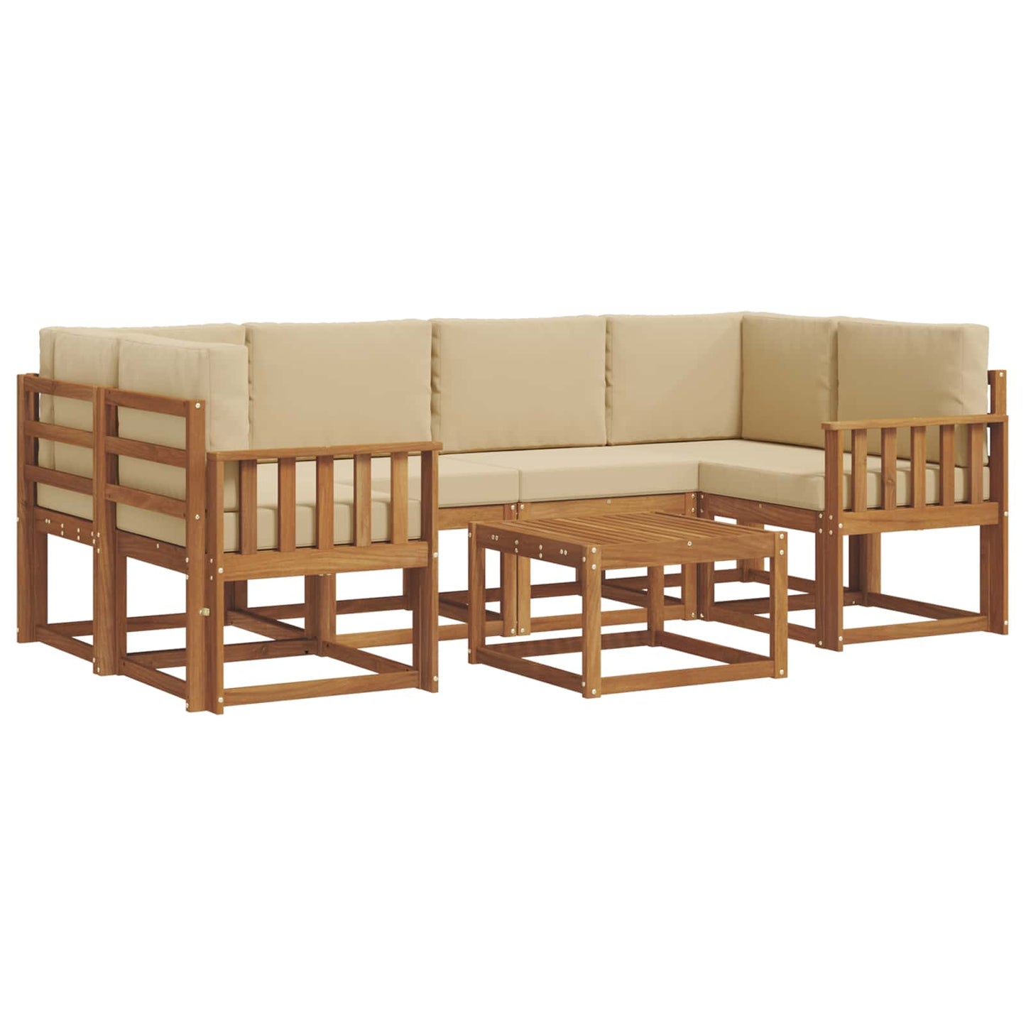 Set di divani da esterno con cuscino 7 pcs Naturale e Beige | homemem39