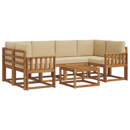 Set di divani da esterno con cuscino 7 pcs Naturale e Beige | homemem39