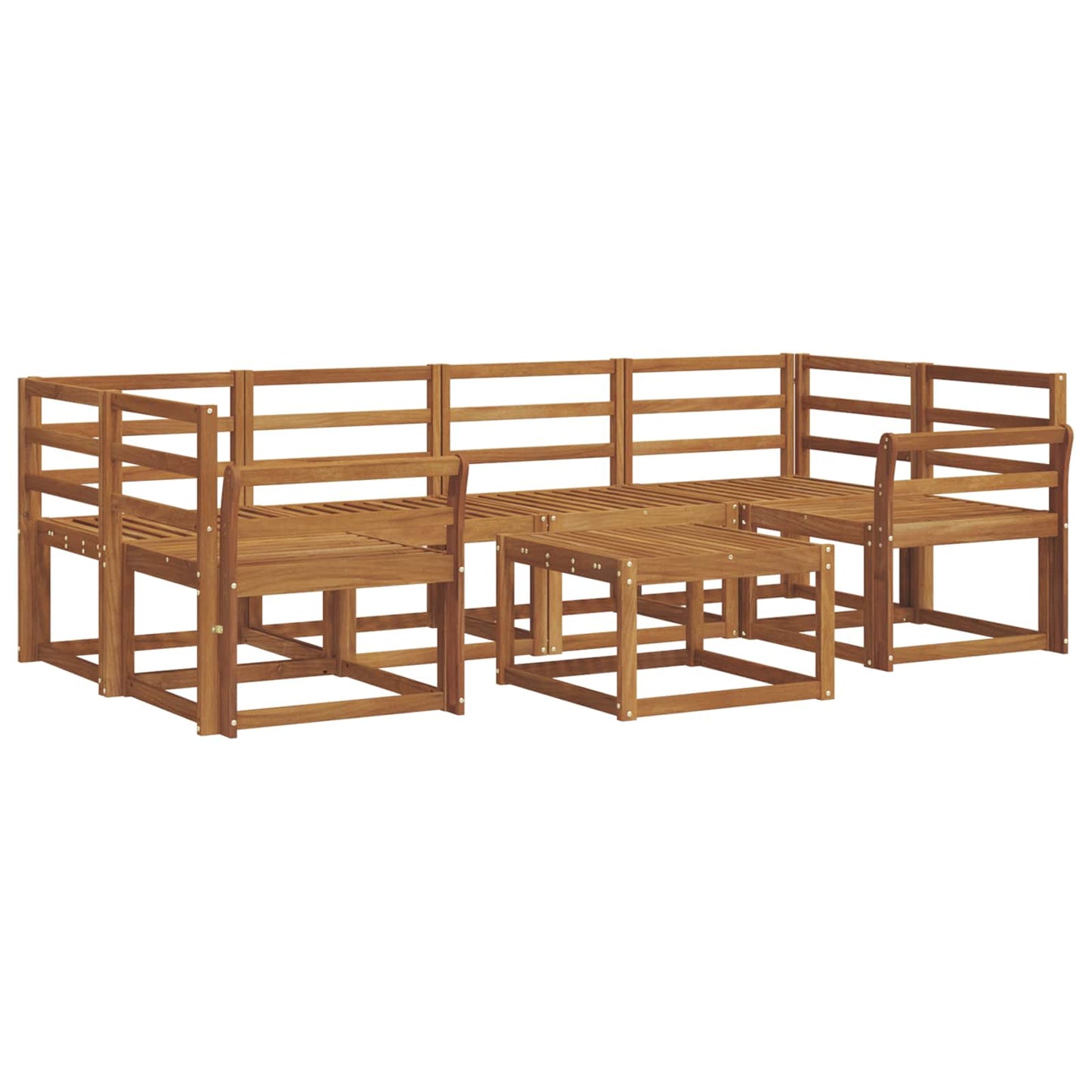 Set di divani da esterno 7 pz Naturale Legno di Acacia Massello