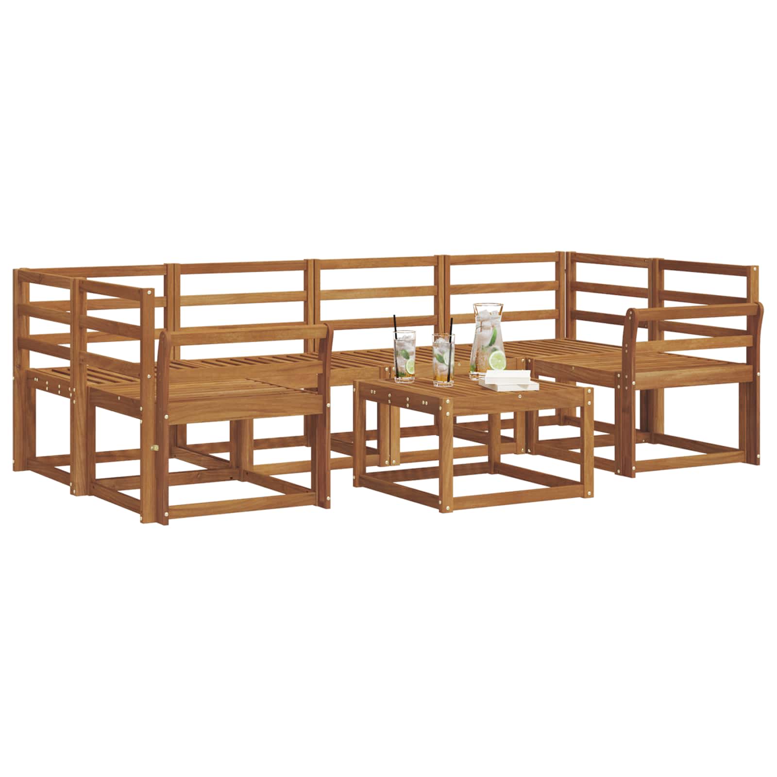 Set di divani da esterno 7 pz Naturale Legno di Acacia Massello | homemem39