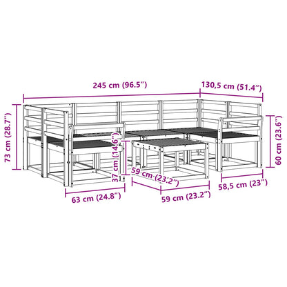 Set di divani da esterno 7 pz Naturale Legno di Acacia Massello | homemem39