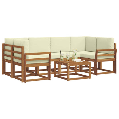 Set di divani da esterno con cuscino 7 pcs Naturale e Crema | homemem39