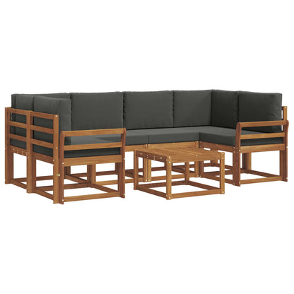 Set di divani da esterno con cuscino 7 pcs Naturale e Antracite | homemem39