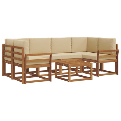 Set di divani da esterno con cuscino 7 pcs Naturale e Beige | homemem39