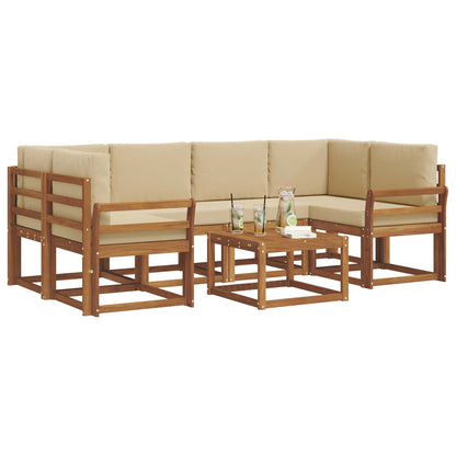Set di divani da esterno con cuscino 7 pcs Naturale e Beige | homemem39