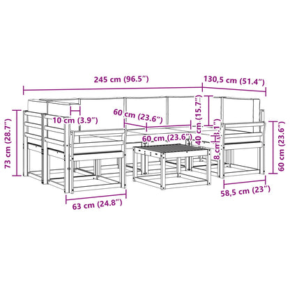 Set di divani da esterno con cuscino 7 pcs Naturale e Beige | homemem39