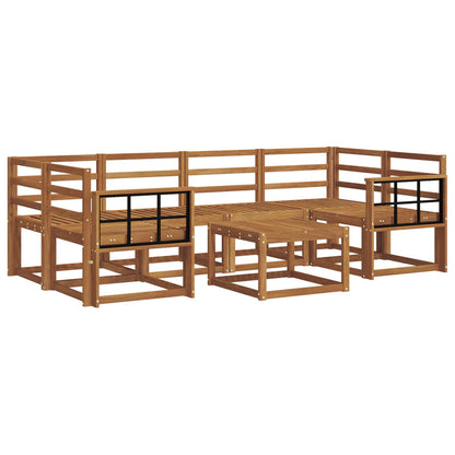 Set di divani da esterno 7 pz Naturale Legno di Acacia Massello