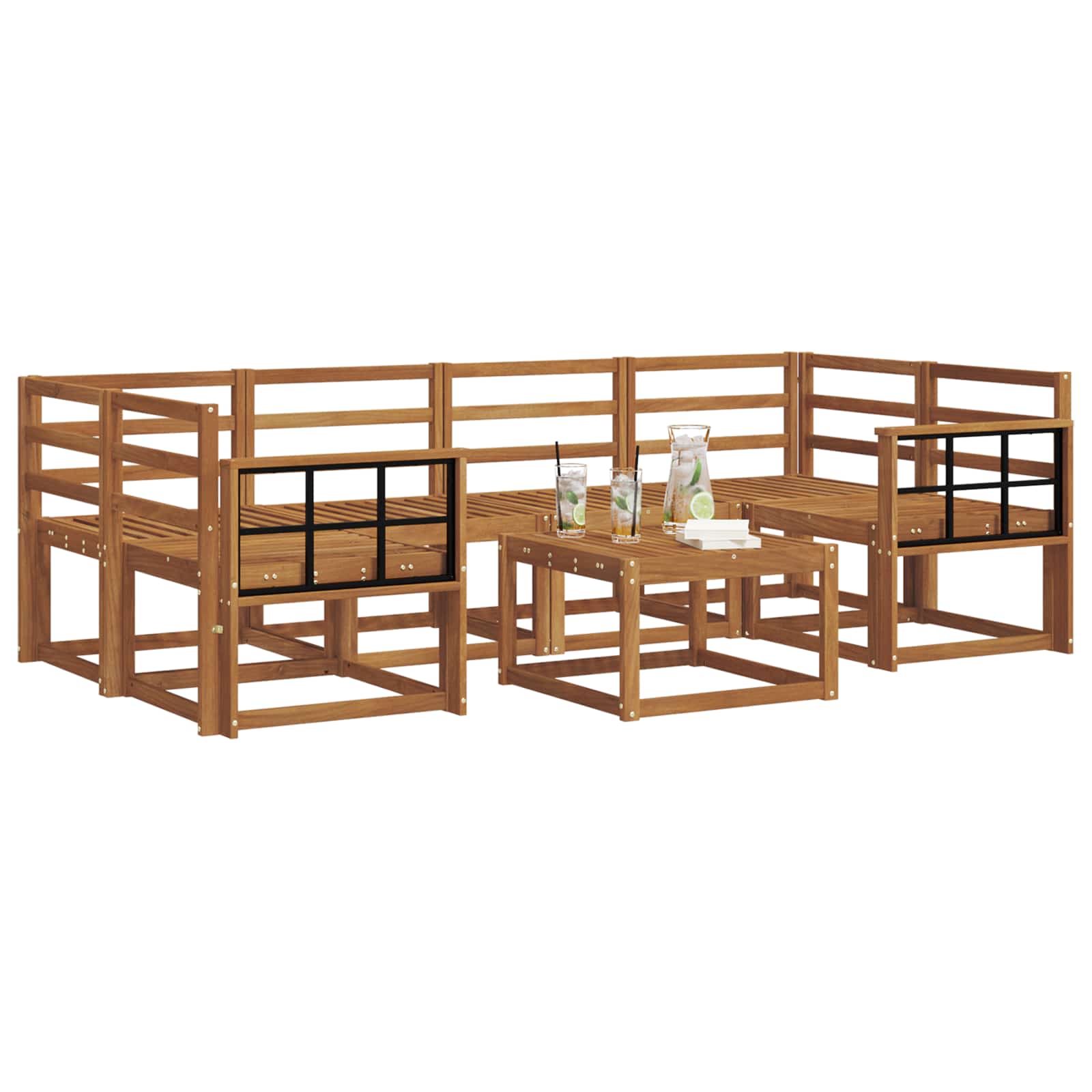 Set di divani da esterno 7 pz Naturale Legno di Acacia Massello | homemem39