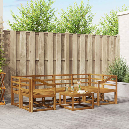 Set di divani da esterno 7 pz Naturale Legno di Acacia Massello