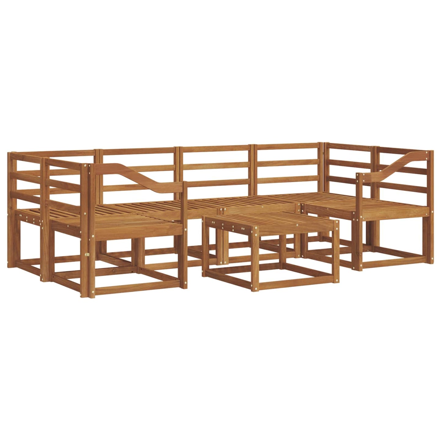 Set di divani da esterno 7 pz Naturale Legno di Acacia Massello