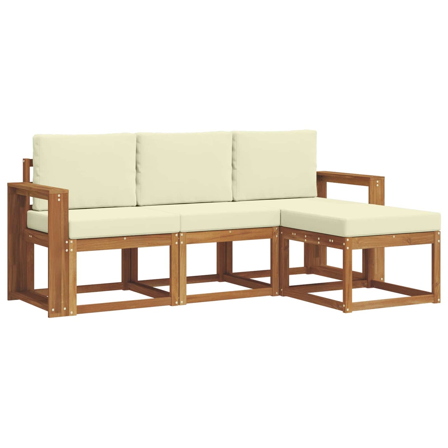Set di divani da esterno con cuscino 4 pcs Naturale e Crema