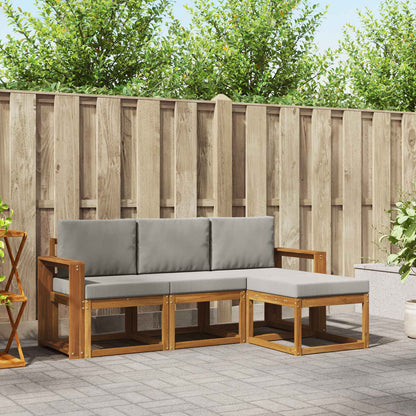 Set di divani da esterno 4 pcs Grigio Naturale e Chiaro