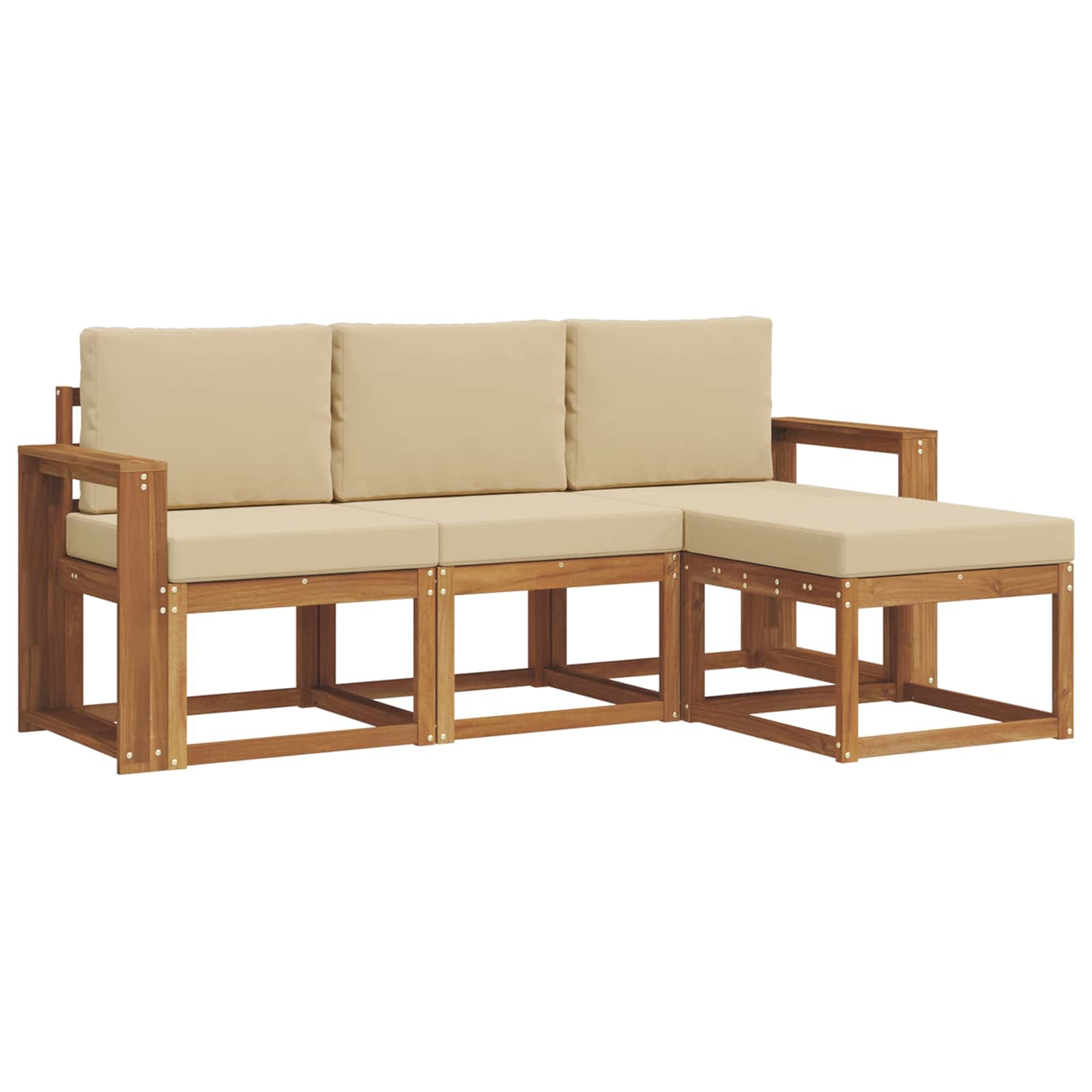 Set di divani da esterno con cuscino 4 pcs Naturale e Beige | homemem39