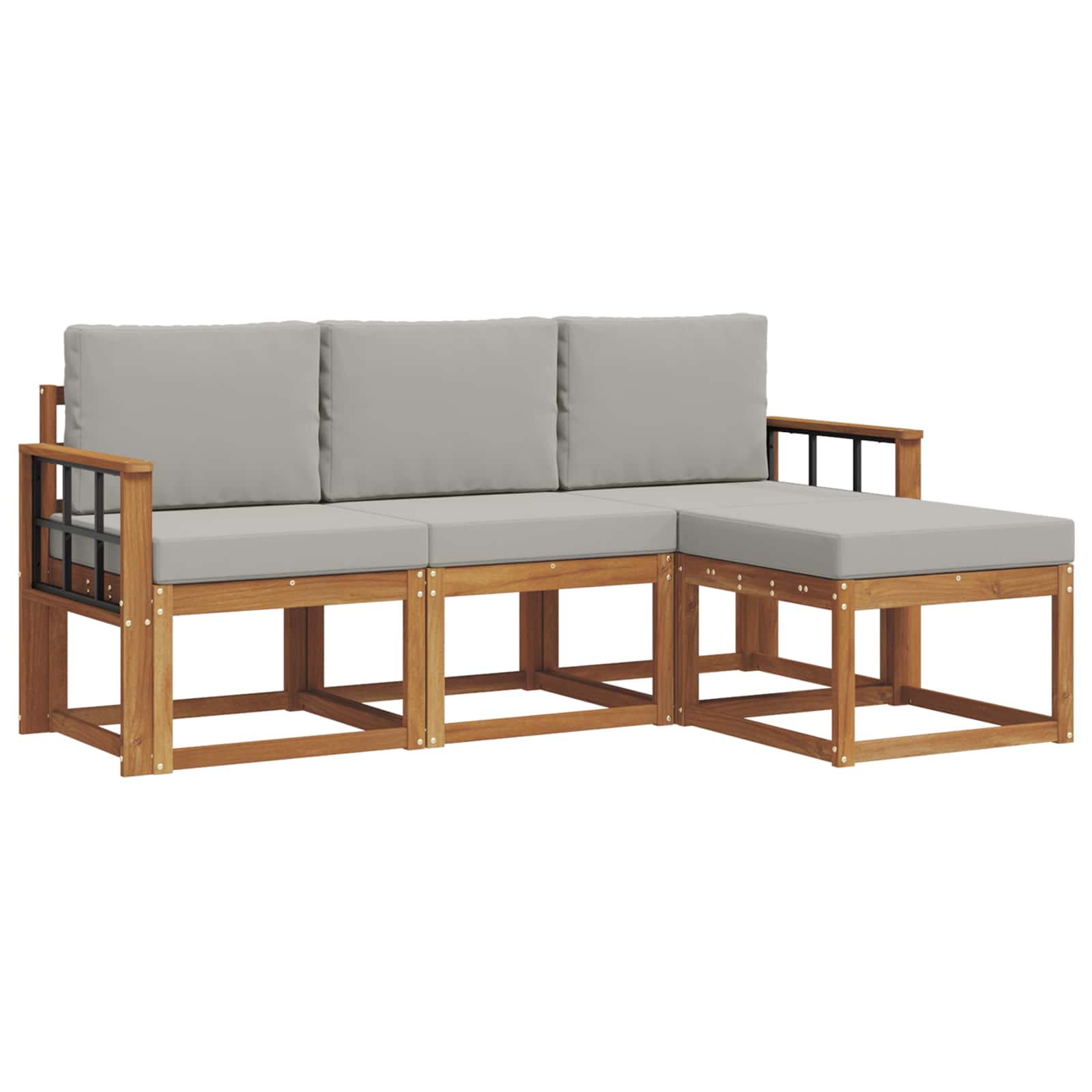 Set di divani da esterno 4 pcs Grigio Naturale e Chiaro | homemem39