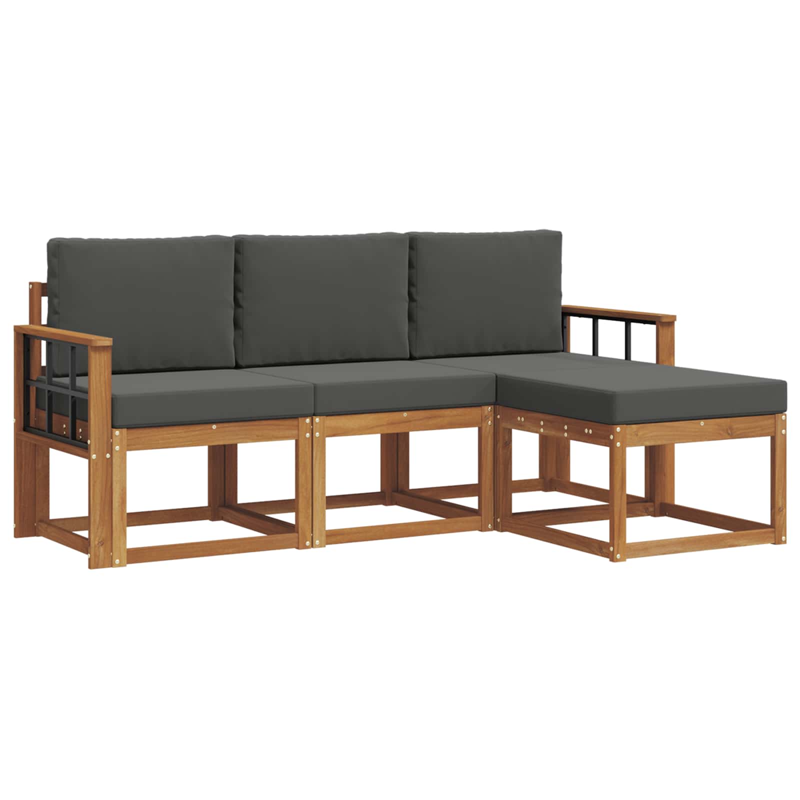 Set di divani da esterno con cuscino 4 pcs Naturale e Antracite | homemem39