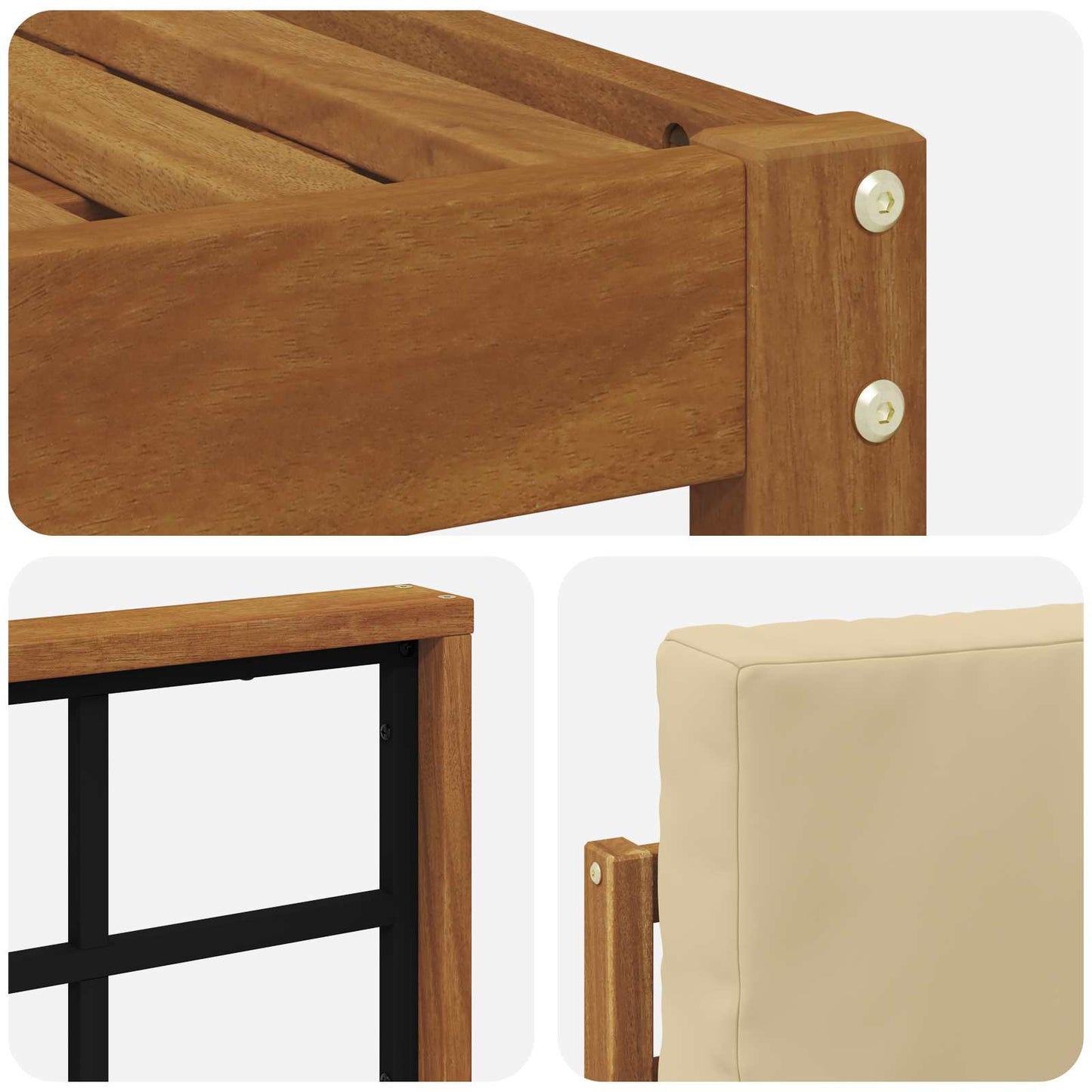 Set di divani da esterno con cuscino 4 pcs Naturale e Beige | homemem39