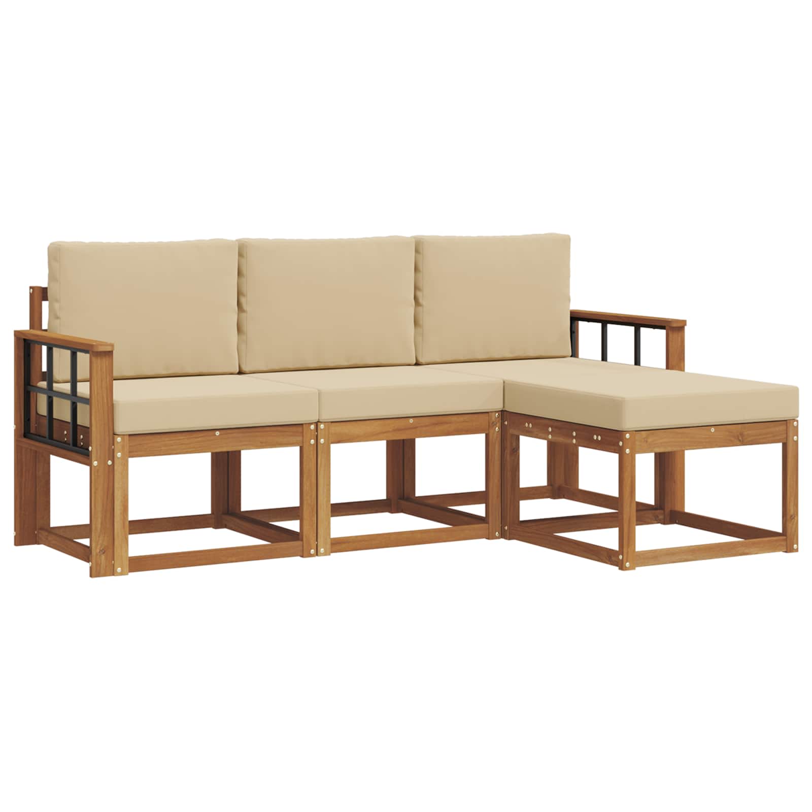 Set di divani da esterno con cuscino 4 pcs Naturale e Beige | homemem39
