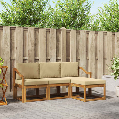 Set di divani da esterno con cuscino 4 pcs Naturale e Beige