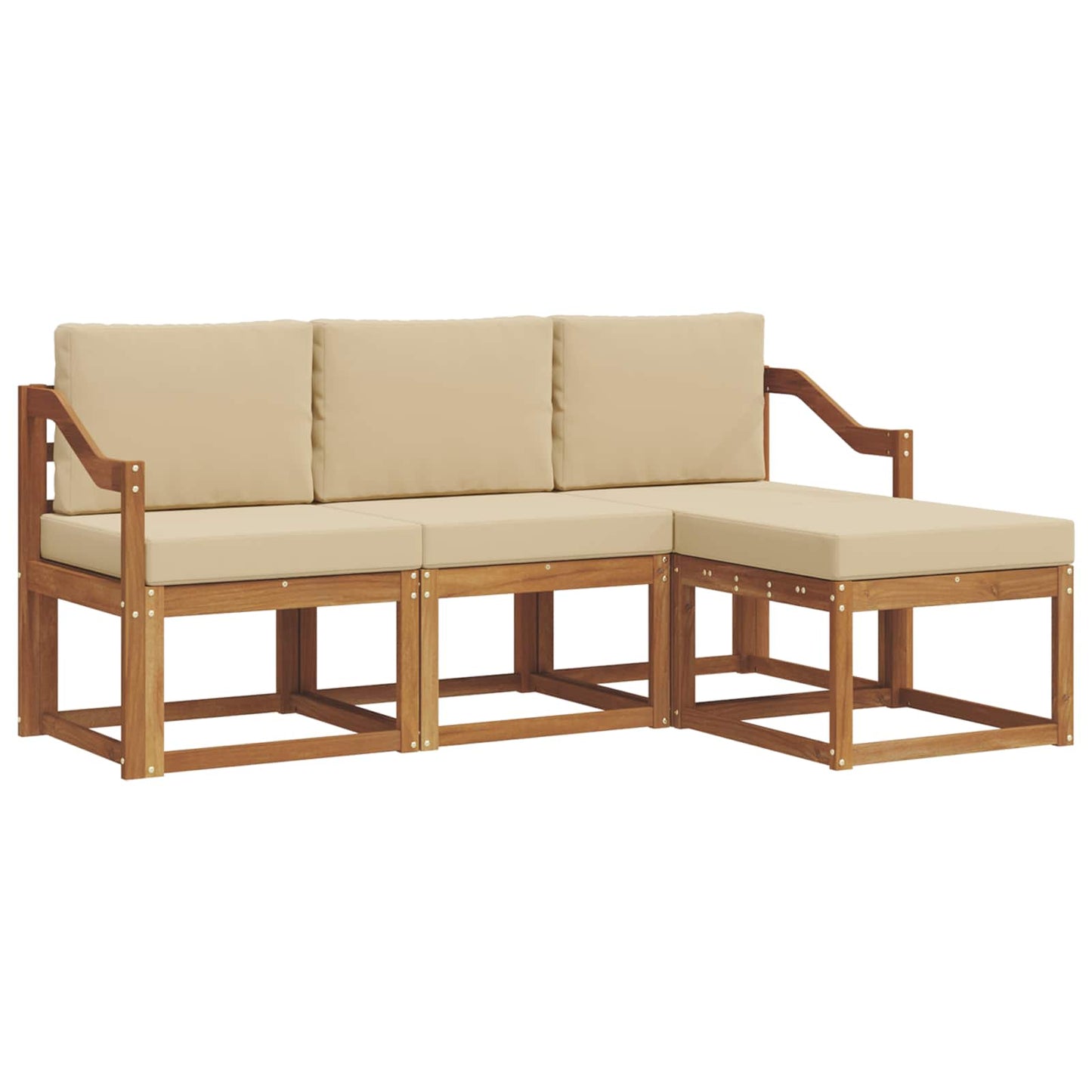 Set di divani da esterno con cuscino 4 pcs Naturale e Beige | homemem39