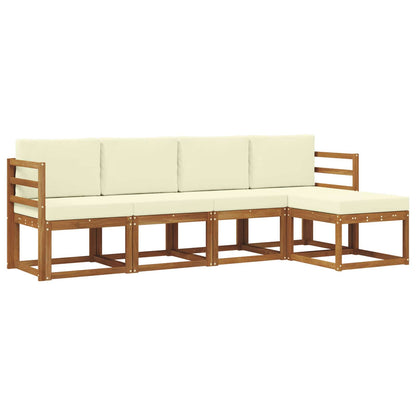 Set di divani da esterno con cuscino 5 pcs Naturale e Crema | homemem39