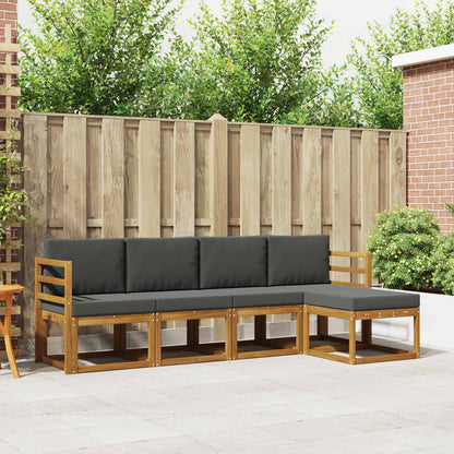 Set di divani da esterno con cuscino 5 pcs Naturale e Antracite
