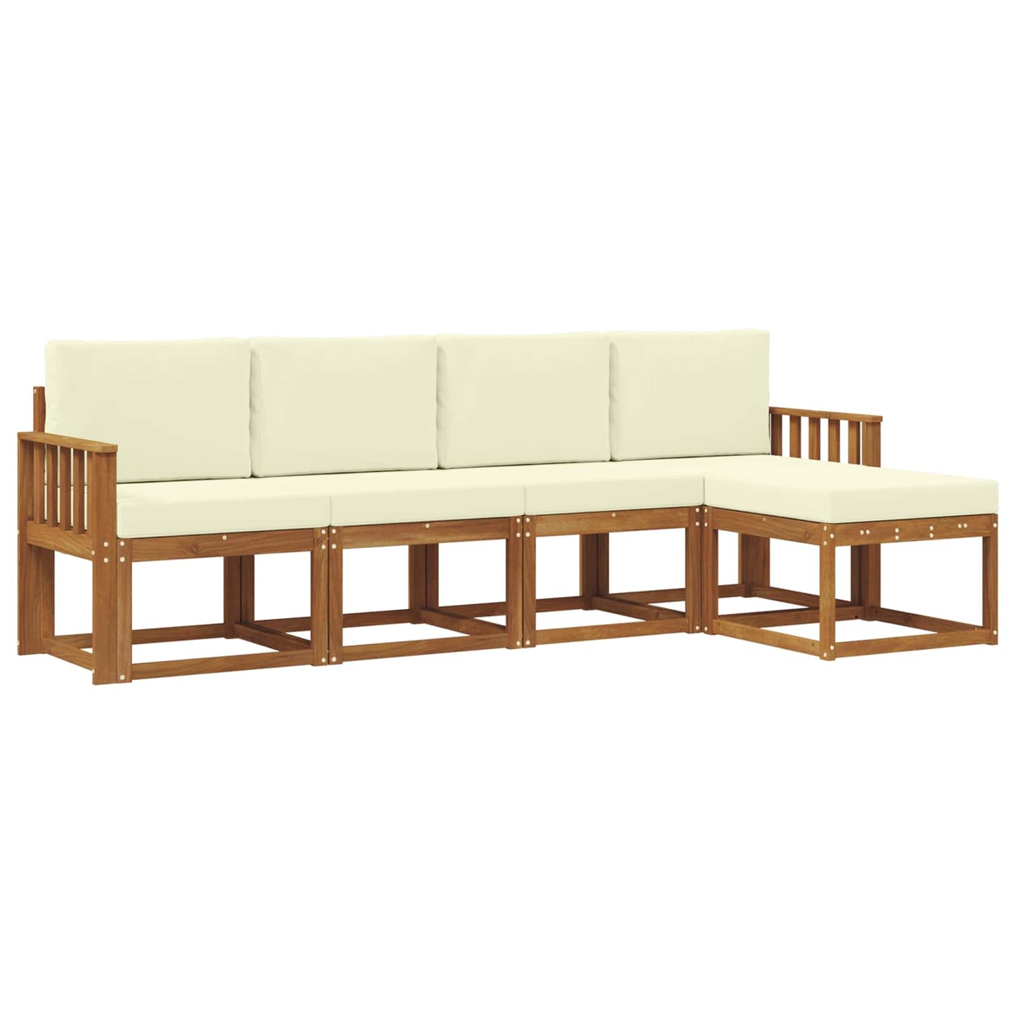 Set di divani da esterno con cuscino 5 pcs Naturale e Crema | homemem39