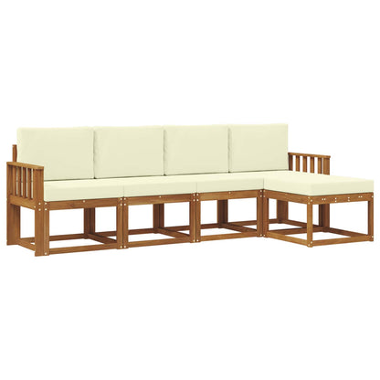 Set di divani da esterno con cuscino 5 pcs Naturale e Crema | homemem39