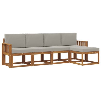 Set di divani da esterno 5 pcs Grigio Naturale e Chiaro | homemem39