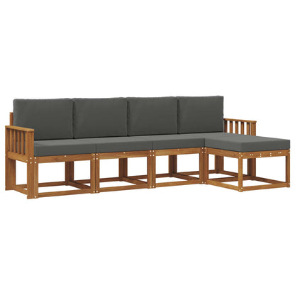 Set di divani da esterno con cuscino 5 pcs Naturale e Antracite | homemem39