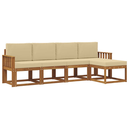 Set di divani da esterno con cuscino 5 pcs Naturale e Beige