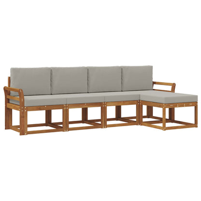 Set di divani da esterno 5 pcs Grigio Naturale e Chiaro
