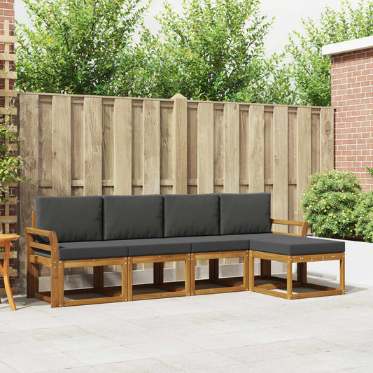 Set di divani da esterno con cuscino 5 pcs Naturale e Antracite