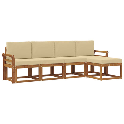Set di divani da esterno con cuscino 5 pcs Naturale e Beige