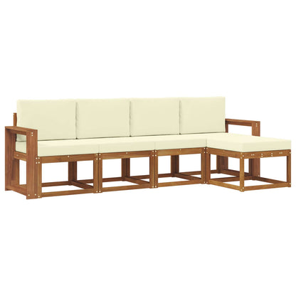 Set di divani da esterno con cuscino 5 pcs Naturale e Crema