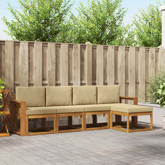 Set di divani da esterno con cuscino 5 pcs Naturale e Beige | homemem39