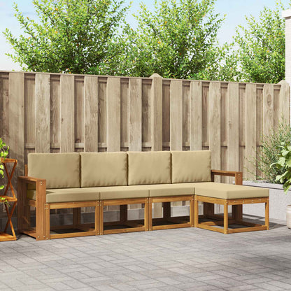 Set di divani da esterno con cuscino 5 pcs Naturale e Beige