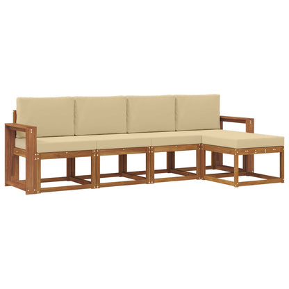 Set di divani da esterno con cuscino 5 pcs Naturale e Beige