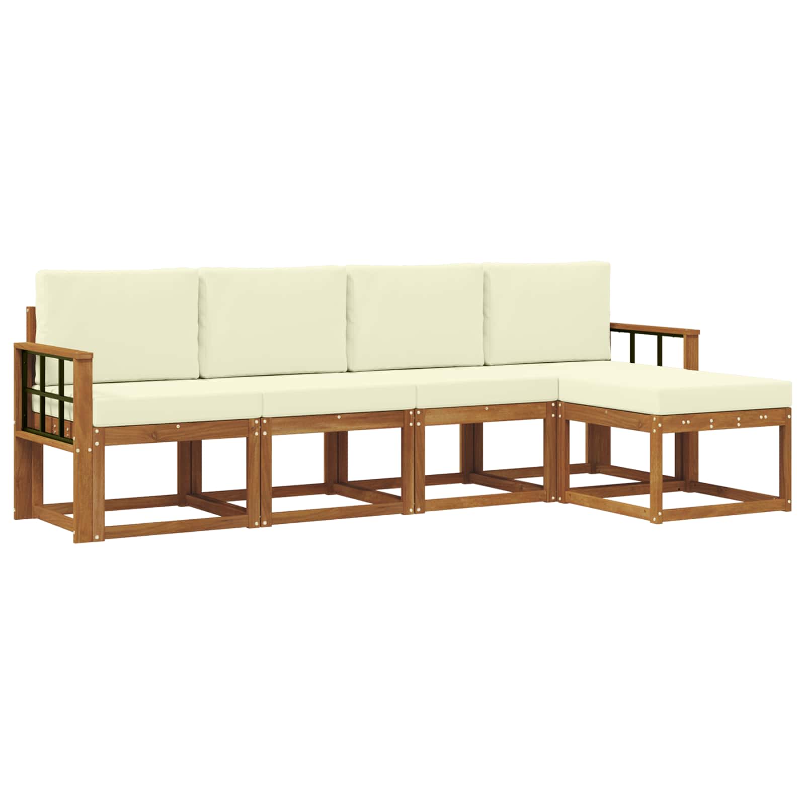 Set di divani da esterno con cuscino 5 pcs Naturale e Crema | homemem39