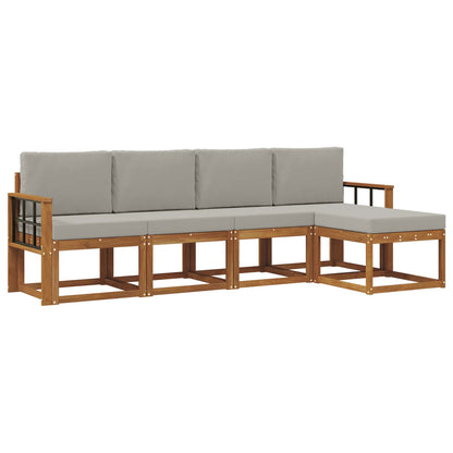 Set di divani da esterno 5 pcs Grigio Naturale e Chiaro | homemem39
