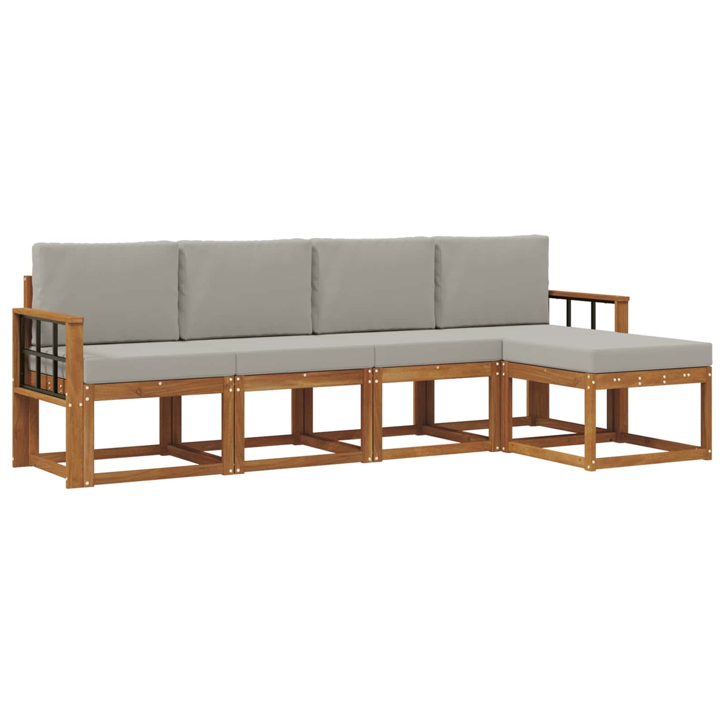 Set di divani da esterno 5 pcs Grigio Naturale e Chiaro