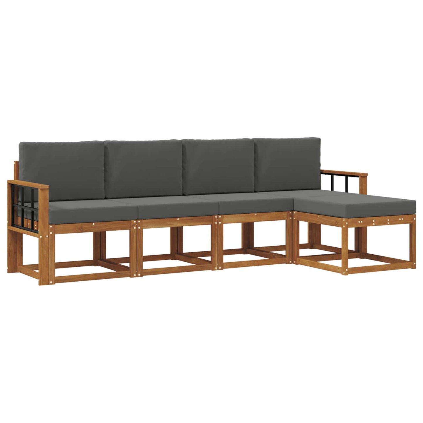 Set di divani da esterno con cuscino 5 pcs Naturale e Antracite | homemem39