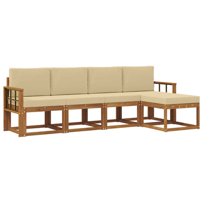 Set di divani da esterno con cuscino 5 pcs Naturale e Beige | homemem39