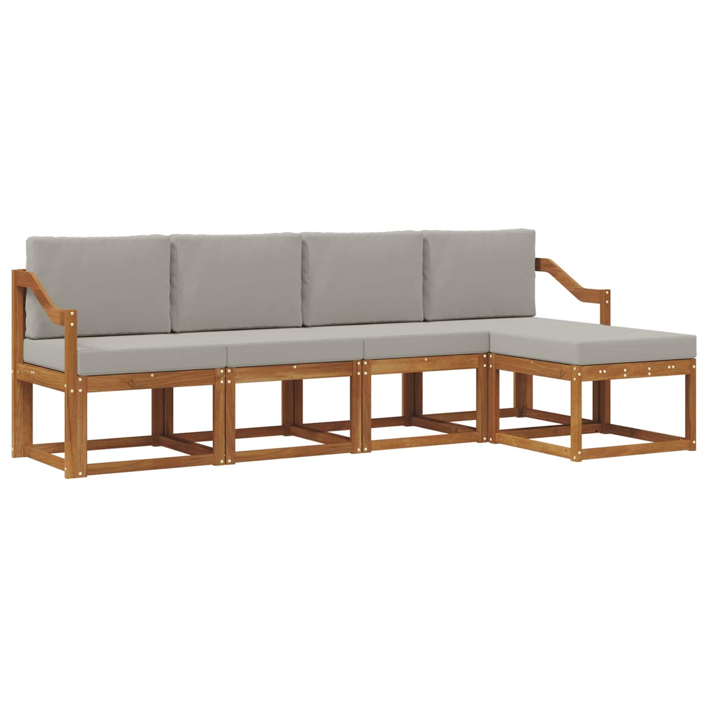Set di divani da esterno 5 pcs Grigio Naturale e Chiaro | homemem39