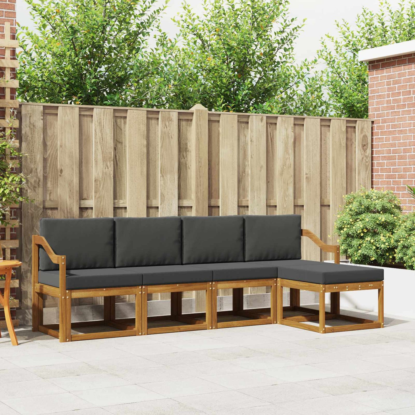 Set di divani da esterno con cuscino 5 pcs Naturale e Antracite | homemem39