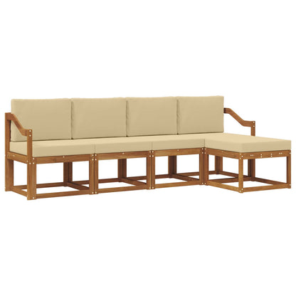 Set di divani da esterno con cuscino 5 pcs Naturale e Beige | homemem39