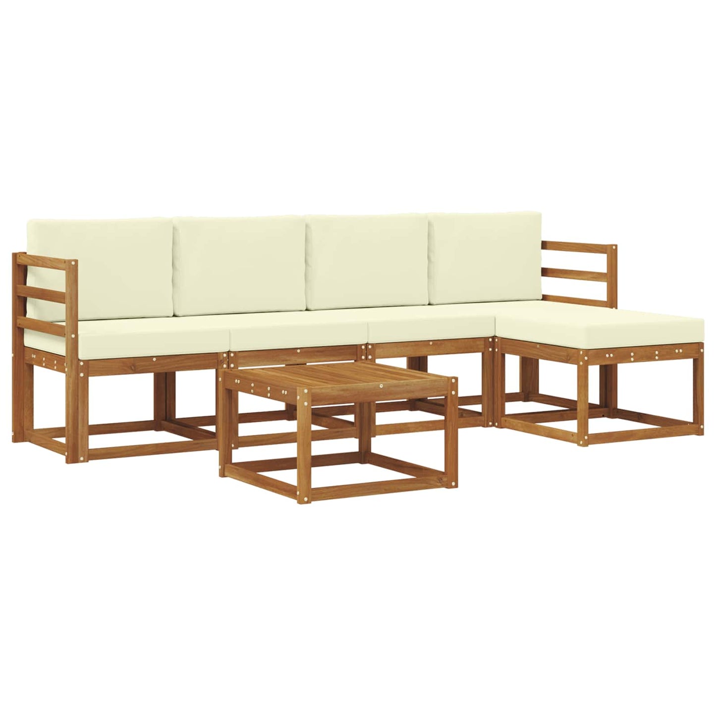 Set di divani da esterno con cuscino 6 pcs Naturale e Crema | homemem39