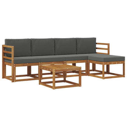 Set di divani da esterno con cuscino 6 pcs Naturale e Antracite | homemem39