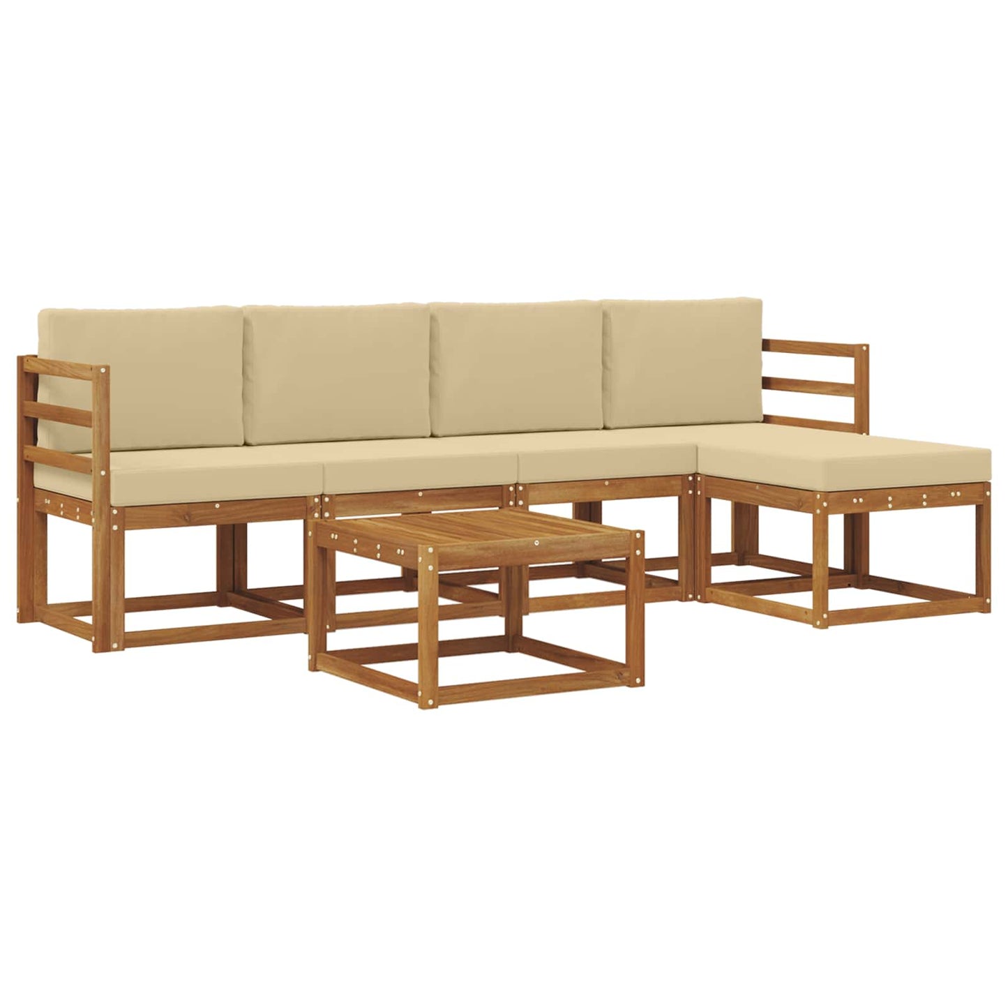 Set di divani da esterno con cuscino 6 pcs Naturale e Beige | homemem39