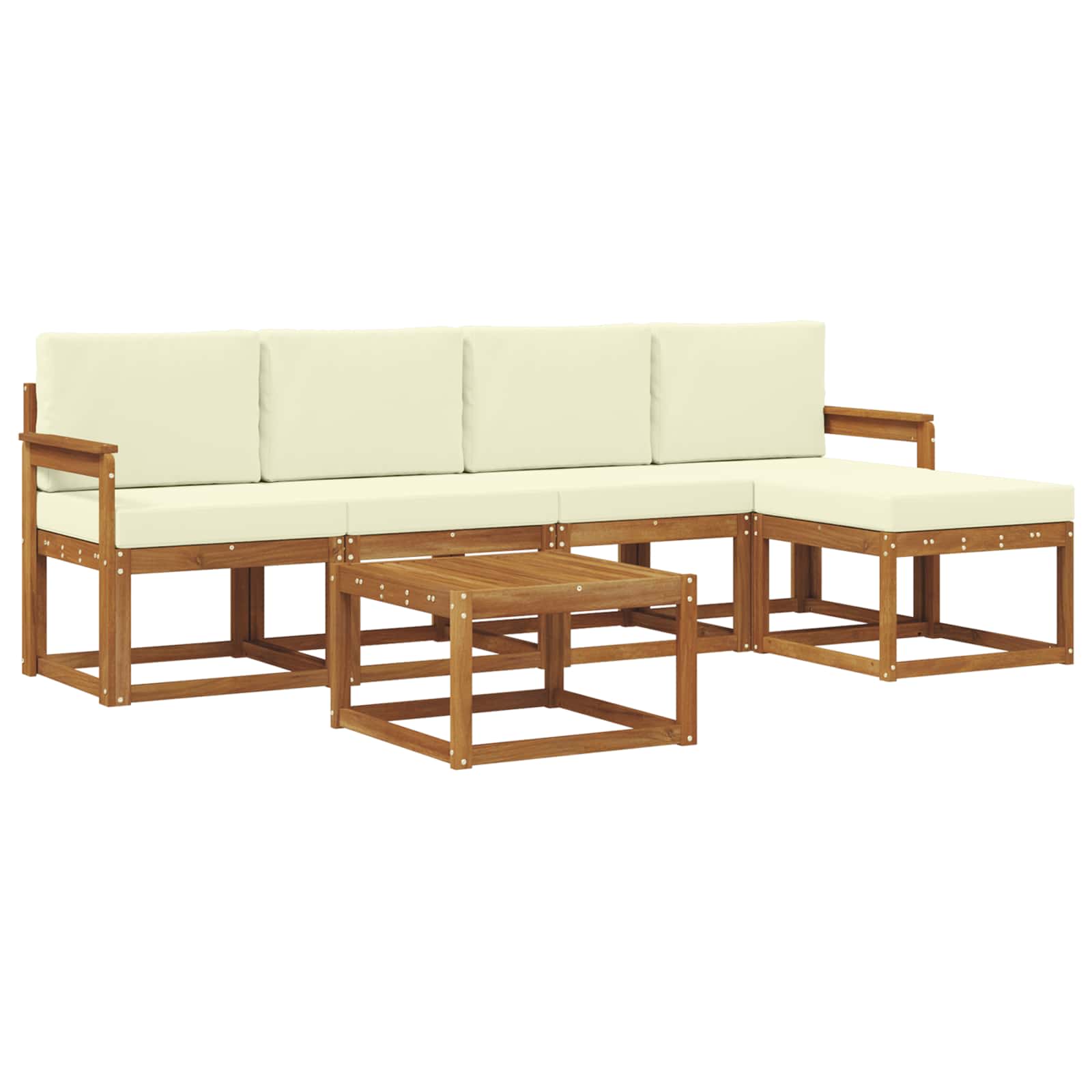Set di divani da esterno con cuscino 6 pcs Naturale e Crema | homemem39